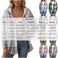 thumbnail image 3 of ZZkhGO Women's Plaid Hooded Button‑Front Cardigan Coat Long Sleeve Oversized Outerwear with Chest Pocket, 3 of 6