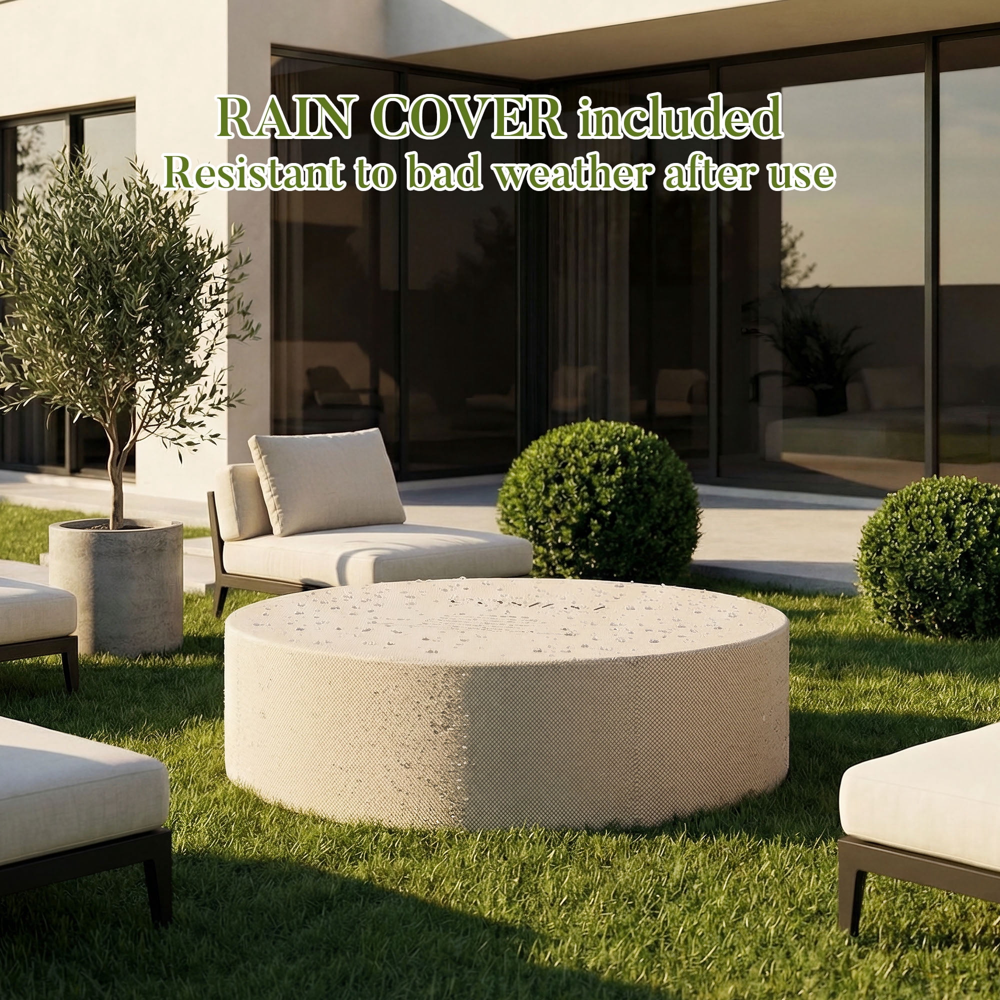 MOALCOFER 35" Round Propane Fire Pit,Outdoor Gas Fire Pit Table Water Ripple Design,Black