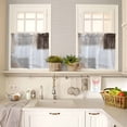 thumbnail image 4 of Brown Grey Kitchen Curtains and Valances Set, Graffiti Art Abstract Color Block Oil Paint Modern Rod Pocket Window Valance Window Curtain Panels for Living Room Bedroom Laundry, 27.5x24in, 3 Pieces, 4 of 7