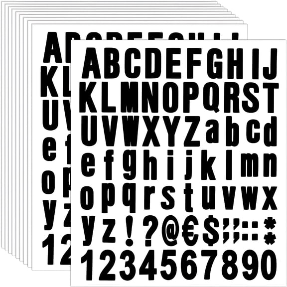 CCOCC 770 Pieces 10 Sheets Adhesive Vinyl Letters Numbers Kit,Alphabet Number Stickers for Mailbox (Black,1 Inch)