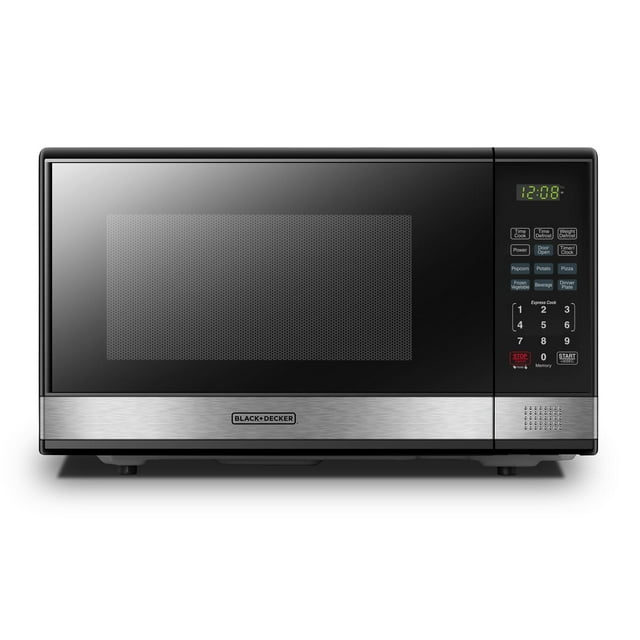 Horno de Microondas digital BLACK+DECKER EM031MB11 1000 W 1.1 pies cúbicos acero negro e inoxidable