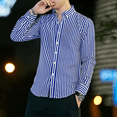 thumbnail image 3 of Camisas y blusas de manga larga a rayas para hombre Ropa de moda 2024 Algodón de alta calidad con mangas Tops de hombre Hipster Slim Fit, 3 of 4
