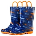 thumbnail image 2 of Puddle Play Waterproof Blue And Orange Shark PVC Rain Boots Easy-On Handles - Size 9 Toddler, 2 of 6