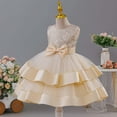 thumbnail image 6 of Huowey Girls Tutu Sequins Dresss Sleeveless Solid Color Floral Embroidery Glitter High Waist Tulle Long Dresses Party Formal Elegant Wedding Birthday Gowns,Yellow,2-3 Years, 6 of 9