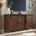 thumbnail image 6 of OKD Farmhouse Sideboard Buffet Cabinet with Storage, 60" Large Kitchen Cabinet w/Sliding Barn Doors and 4 Drawers, 31.2'' Tall Rustic Wood Coffee Bar Table for Dining Room,Reclaimed Barnwood, 6 of 6