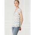 thumbnail image 4 of blusa de gasa con mangas casquillo ligera con volantes para mujer Blanco Violeta S, 4 of 6