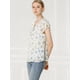 thumbnail image 4 of blusa de gasa con mangas casquillo ligera con volantes para mujer Blanco Violeta S, 4 of 6