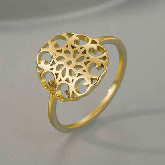 Seed of Life Stainless Steel Ring Sacred Geometry Ring Round Mandala Spiritual Jewelry