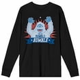 thumbnail image 4 of Rudolph the Red-Nosed Reindeer Time To Rumble With Bumble Men's Black Crew Neck Long Sleeve Graphic Tee-3XL, 4 of 7