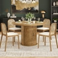 thumbnail image 6 of Farini 43" Round Dining Table, Modern Wood Kitchen Table with Hidden Storage & Metal Base, Seats 4, for Dining Room or Kitchen, Walnut, 6 of 7