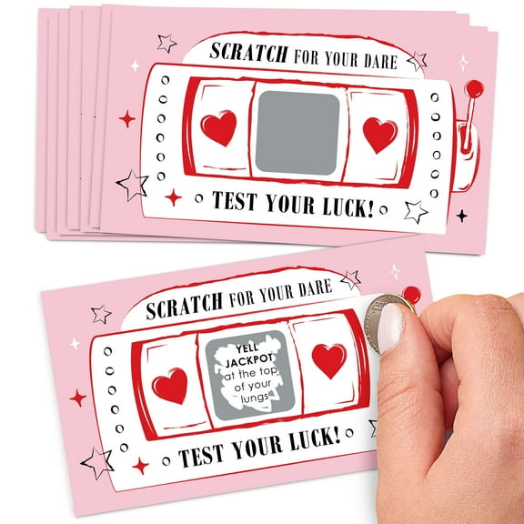 Big Dot of Happiness Lucky in Love Dare Cards, Las Vegas Bachelorette Party Game Scratch Off Dare Cards - 22 Count