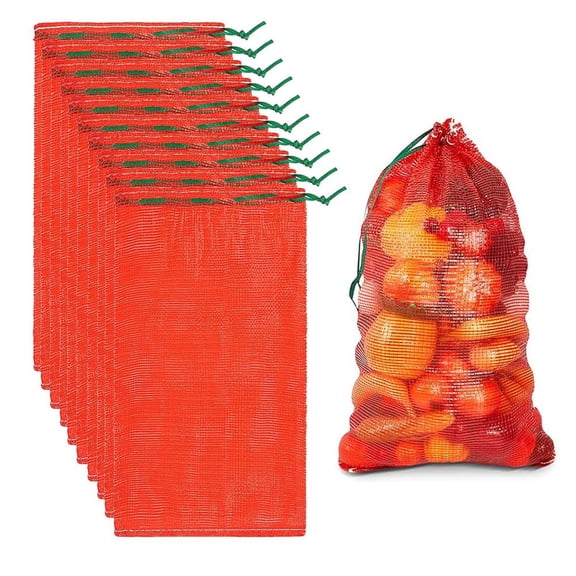 MODANU 50 Pcs Onion Bags, 11 x 18 inch Mesh Produce Bags, Fresh Bag for Onion Vegetables Potato, Red