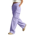 thumbnail image 5 of Elvqul Cargo Pants for Women with Multi Pockets, High Waisted Straight Leg Pants Elastic Waist Button Zip Quick Dry Casual Baggy Relaxed Fit Athletic Pants for Hiking Climbing, 5 of 7