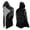 Black, variant on Viking Style Hooded Cardigan Printed Pattern Long Sleeve Pullover Sweater Open Front Knit Black L