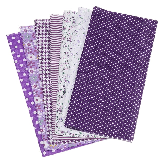 Paquetes de tela de algodón Uxcell, 7 piezas de 20 x 20 pulgadas, cuadrados de tela precortados de algodón 100% impresos con flores para costura, patchwork, quilting y manualidades DIY, púrpura