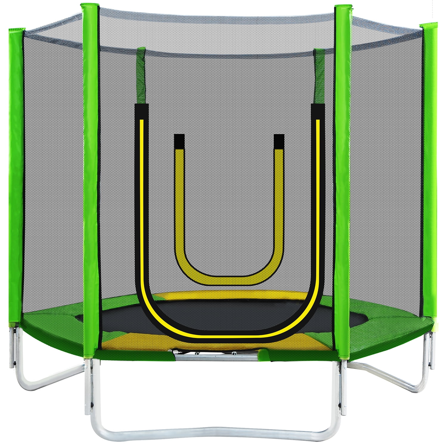 Kadyn 7FT Jumping Toddler Trampoline with Slide and Ladder, Kids Outdoor Trampoline with Safety Enclosure Net, Green