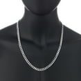 thumbnail image 5 of Men's 6.5mm Solid .925 Sterling Silver Flat Cuban Link Curb Chain Necklace, 24 inches, 5 of 7