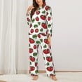 thumbnail image 2 of Fotbe Hand Drawn Strawberry Pattern Long Sleeve Pajama Set for Women,Sleepwear Set,2-piece Loungewear Set,Soft PJs Comfy Nightwear with Pockets -Large, 2 of 7