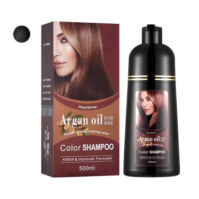 WIFKLSIIPG Natural 3 in One Hair Color & Care Shampoo Oil Brown Quick Dyeing Fade Hair Formula 500ML