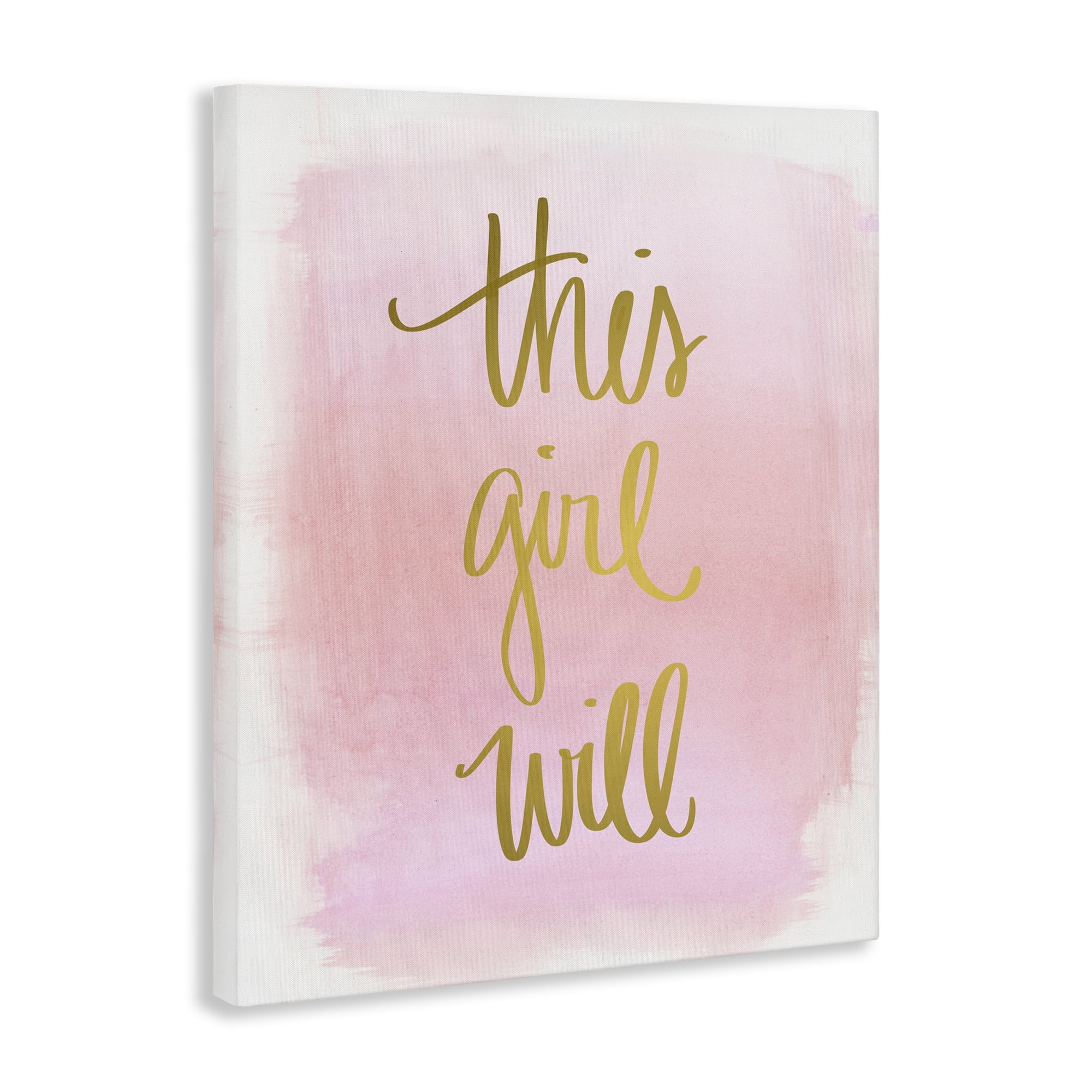 Stupell Industries This Girl Will on Pink Text & Numbers Painting Wrapped Canvas Art Print Wall Art, 16 x 20