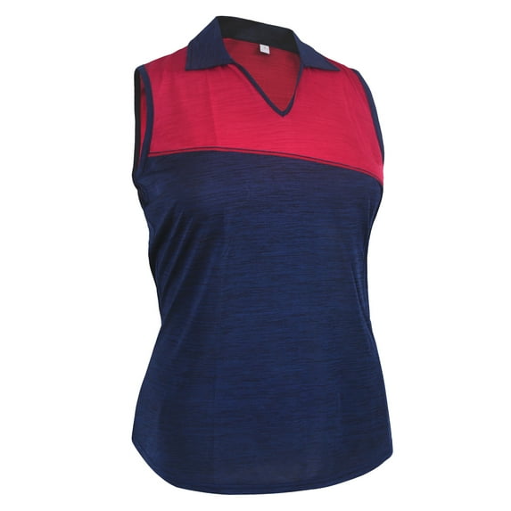 Monterey Club Women's Melange Flash Colorblock Sleeveless Golf Polo Shirt #2477