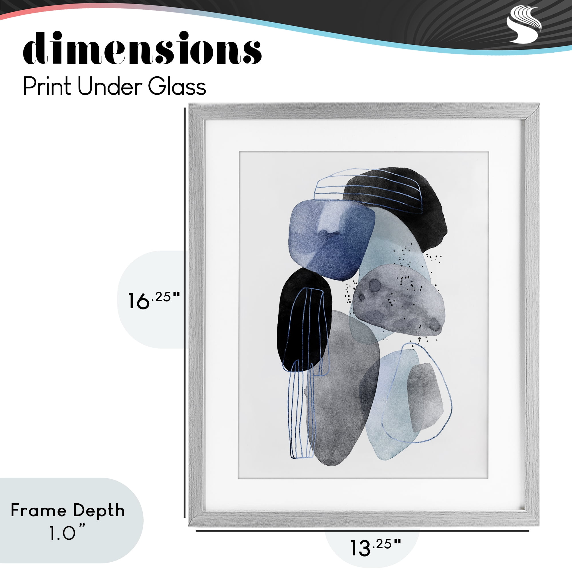 Stupell Industries Pebbles of Frozen Currents Gray Framed Print Under Glass, design by Svetlana Aleynikova