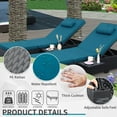 thumbnail image 4 of Outdoor Chaise Lounge Chairs for Outside Patio Furniture Set of 2 Wicker Recliner Black Rattan Reclining Pool Sunbathing Chair Adjustable Backrest Lounger with Peacock Blue Cushion, 4 of 8