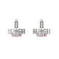 thumbnail image 4 of 2.23Ct Round Cut Halo Drop Dangle Pink Crystal 14K White Solid Gold Everyday Dainty Earrings Lever Back, 4 of 7