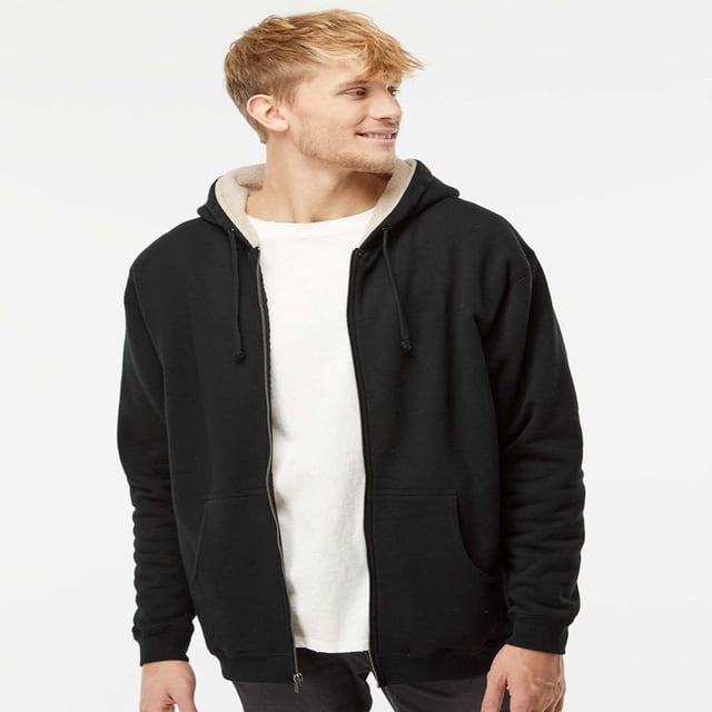 Independent Trading Co. Chandail à Capuchon à Fermeture Éclair Intégrale Doublé en Sherpa S