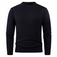 thumbnail image 3 of ZUKMRJPC Men's Round Neck Sweater Soft Comfy Solid Color Knitted Pullover Tops Fall Winter Warm Elastic Slim Fit Basic Sweater, 3 of 4