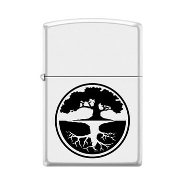Zippo Lighter - Personalized Customize Message Engrave on Backside for Heart of The Tree (White Matte #Z5446)
