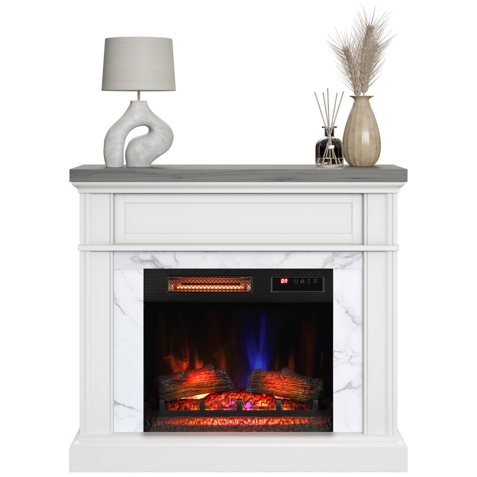duraflame® Wall Mantel Electric Fireplace, Bright White