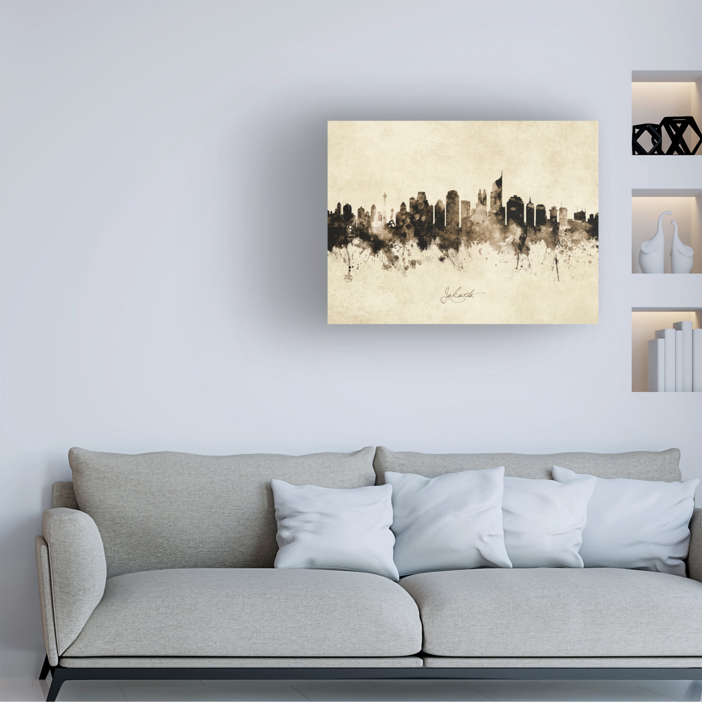 Michael Tompsett 'Jakarta Skyline Indonesia Vintage' Canvas Art