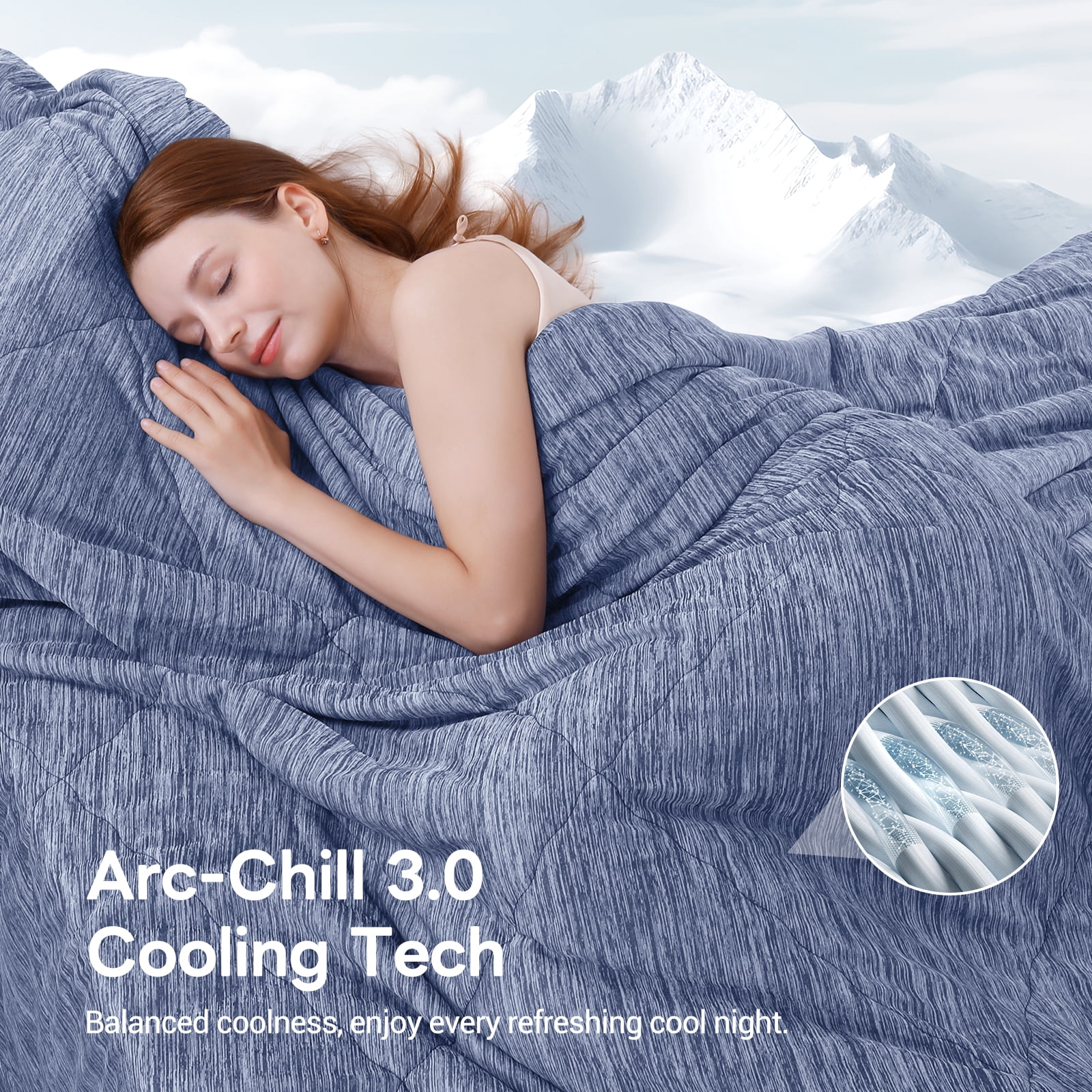 Aship Cooling Comforter King Size, Double Sided Summer Comforter for Hot Sleepers, Q-Max>0.45, Arc-Chill Fabric, Lightweight Breathable Cooling Quilt 91*108 in