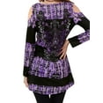 thumbnail image 5 of STARVNC Women Long Sleeve Boho Printing Colorblock Splice Tunic Top, 5 of 5