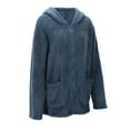 thumbnail image 6 of Lixiuxyad Fleece Jacket Women's Casual Solid Color Hooded Sweater Coat Long Sleeve Double Fleece Outerwear For Daily Outdoor Campus Wear In Autumn Winter Blue, 6 of 6