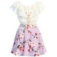 thumbnail image 3 of Big Girls' Off Shoulder Ruffle Crop Top Skirt Party Summer Clothing Set Outfit Lilac 12 (J21KS30S), 3 of 3