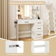 thumbnail image 6 of Makeup Vanity with 3 Color Lighted Mirror & Charging Station, Modern Vanity Desk with 4 Large Drawers & 2 Storage Shelves for Femal Gift, White, 6 of 7