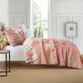 thumbnail image 5 of NEWLAKE 3-Piece Floral Cotton Patchwork Quilt Set Decor Quilt Set with Pillow Shams (King, Pink), 5 of 7