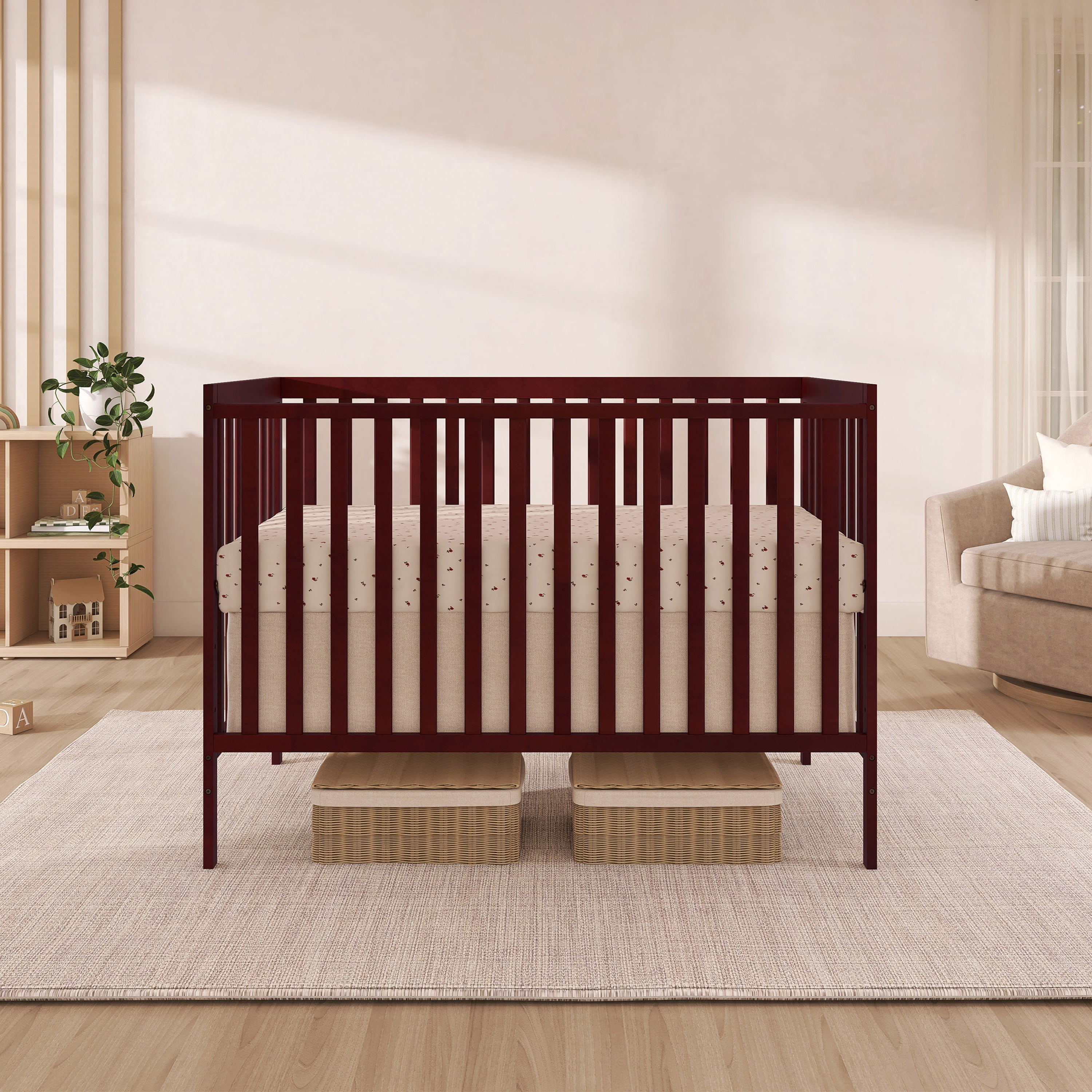 Dream On Me Synergy 5-in-1 Convertible Crib in Cherry, Greenguard Gold Certified