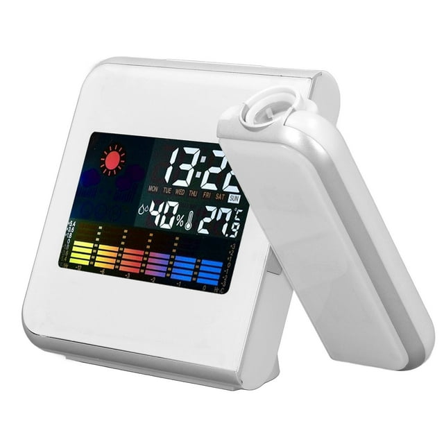 Reloj despertador proyectado para dormitorios, reloj de estación meteorológica, reloj de proyección de temperatura, reloj de estación meteorológica, funcionalidad inteligente Jadeshay A