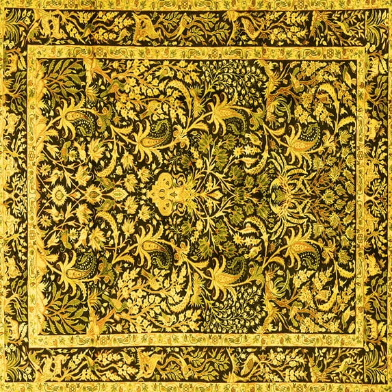 Ahgly Company Indoor Square Animal Yellow Traditional Area Rugs, 6' Square