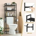 thumbnail image 2 of Over The Toilet Storage Shelf, 3-Tier Bathroom Organizer with Toilet Paper Holder and 3 Hooks, Freestanding Shelving for Restroom, Laundry, and Balcony ,black, 2 of 7
