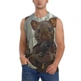 thumbnail image 2 of Lsque Steampunk Space Mice Warriors Print Men's Cotton Blend Sleeveless Muscle Shirts (S-3XL)- Moisture Wicking, Odor Protection, UPF 30+,XX-Large, 2 of 8