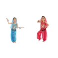 thumbnail image 1 of (2-Pack) Rinsvye Kids Belly Dance Glitter Mesh Performance Outfit Festival Wear Stage Show Net Skirt Top Set Dance Party, 1 of 3