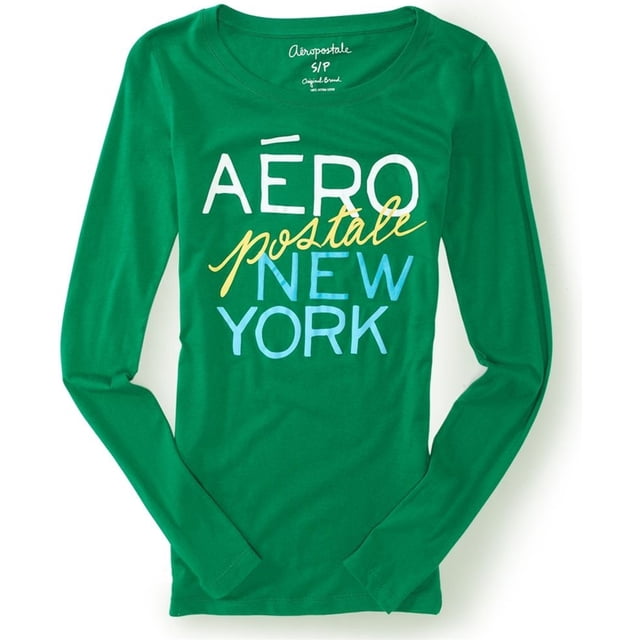 Aeropostale New York Graphic playera para mujer, verde, grande Aeropostale Camiseta gráfica