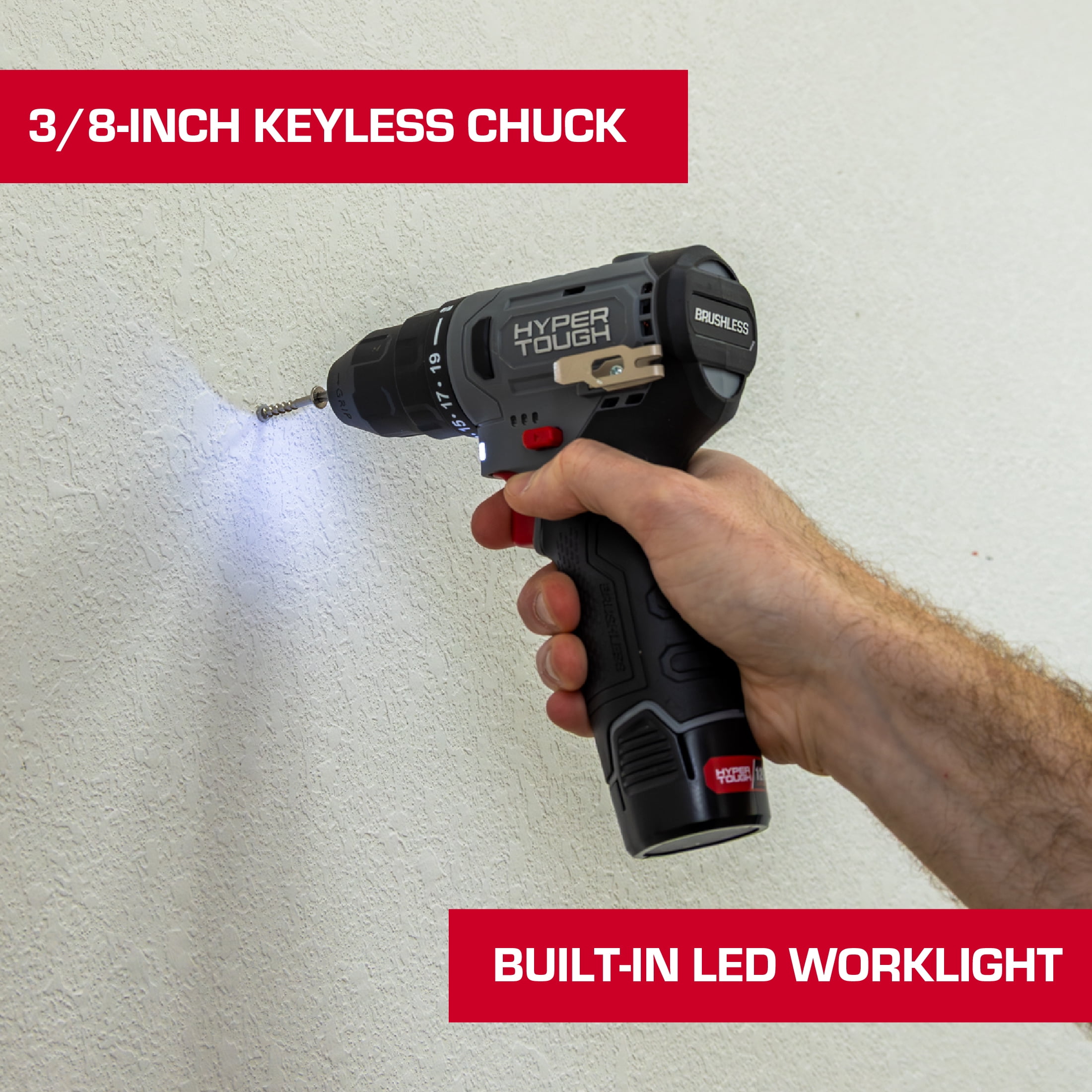 Hyper Tough 12V Brushless Cordless Drill Driver with 1.5Ah Battery
