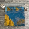 thumbnail image 3 of Ambesonne Nature Quilted Bedspread Set 3 Pcs, Sunken Tree Lake Rural, Queen Size, Earth Yellow Pale Blue, 3 of 3