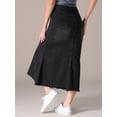 thumbnail image 4 of Unique Bargains Women's Long Denim Skirts Split A-Line Fishtail Jean Skirt XL Black, 4 of 7