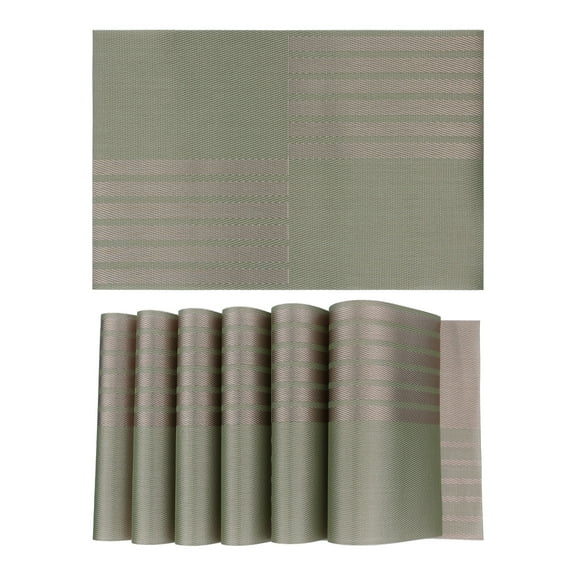 Unique Bargains Set of 6 Placemats for Kitchen Dining Table Decor Green 18x12in